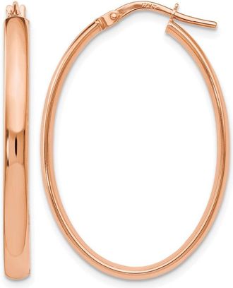 Diamond2Deal 10K Rose Gold Polished Oval Hoop Earrings