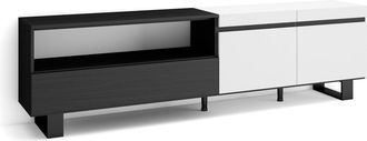 Skraut Home Skraut Home - Mueble Tv, Televisi&oacute;n, Muebles De Sal&oacute;n, Almacenaje, 200x57x35cm, Para Tv Hasta 80, Dise&ntilde;o Industrial, Estilo Moderno, Blanco Y Negro