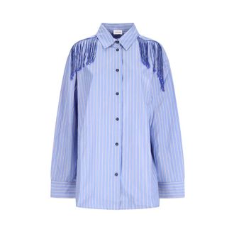 Andamane Shirts, female, Blue, Size: XS Miley Fringed Oversized Shirt