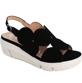 Wonders Womens Bubble Wedge Sandals In Black Nubuck