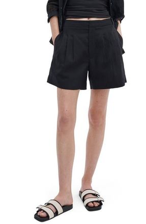 Rag & Bone Chappell Pleated Shorts in Black at Nordstrom, Size 14