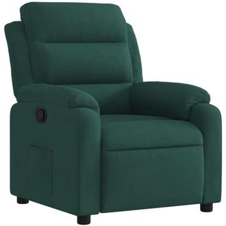 vidaXL Sill&oacute;n Reclinable De Terciopelo Verde Oscuro Vidaxl