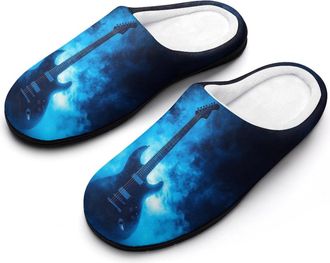 Generic Guitar Music Womens Slippers Warm House Slippers Indoor House Shoes with Anti-Skid Rubber Sole