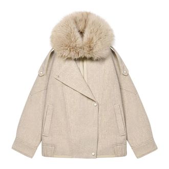 Cesare Gaspari Arctic Moto Jacket - Jackets - Mujer - Beige - L
