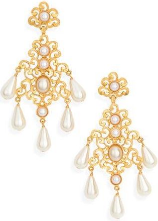 Kenneth Jay Lane Faux Pearl Chandelier Earrings in Gold at Nordstrom Rack