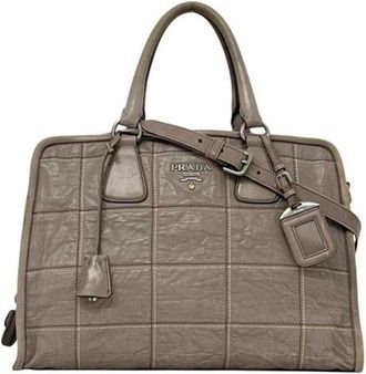 Prada Pre-owned Vintage Handtas - Dames - Vintage Handtas - Grijs - ONE Size - Leer - Vintage