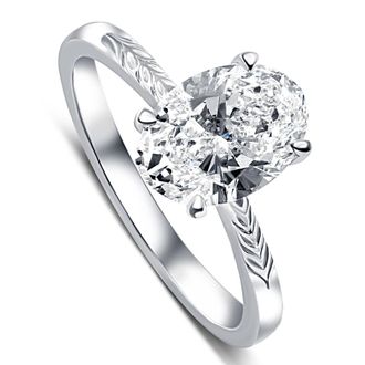 Pompeii3 Certified 3Ct Oval Diamond Solitaire Engagement Ring 14k Gold Lab Grown