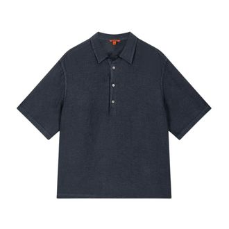 Barena Polo Shirts, male, Blue, Size: M Polo mezza manica in lino