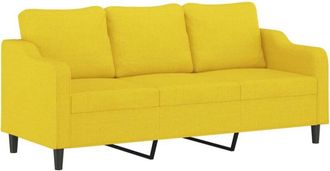 vidaXL Sof&aacute; De 3 Plazas De Tela Amarillo Claro 180 Cm Vidaxl