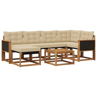 vidaXL Conjunto De Sof&aacute;s De Exterior Con Coj&iacute;n 7 Pcs Natural Y Beige Vidaxl