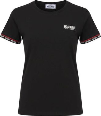 Moschino T-Shirt A1905 Elastic Logo Band - Dames - T-shirts - Zwart - M - Katoen - Tops