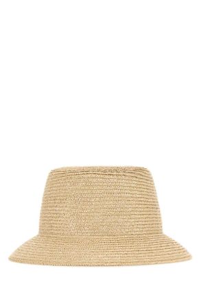 Saint Laurent Beige Raffia Fedora Hat