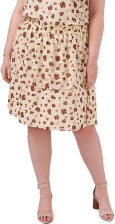 1.State Double Layer Skirt in Floating Leopard at Nordstrom, Size 0X