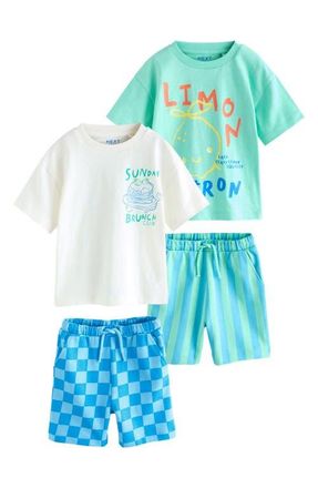 Next Kids Graphic T-Shirts & Shorts 4-Pack in Green at Nordstrom, Size 12-18M