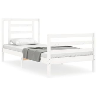 Berkfield Home Bed Frame with Headboard White 90x200 cm Solid Wood