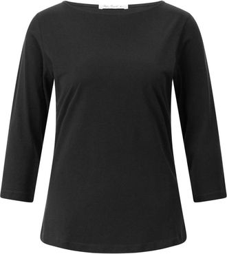 Stefan Brandt Klassiek katoenen T-shirt met 3/4 mouwen - Dames - Longsleeves - Zwart - XS - Katoen - Tops