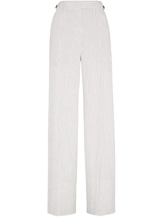 Brunello Cucinelli pinstriped trosuers - women - Eco Linen/Cotton - 48 - White