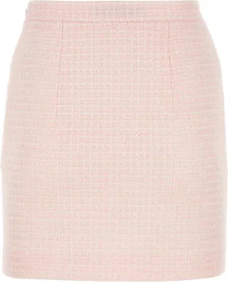Alessandra Rich Tailored Nylon Tweed Skirt - Pink