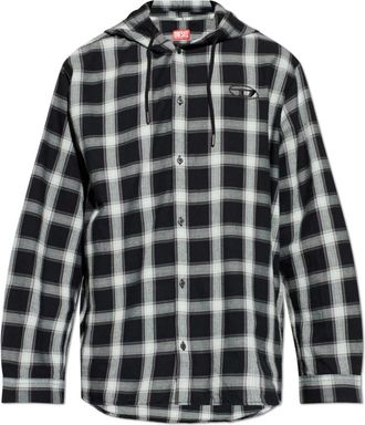 Diesel Hooded Shirt - Heren - Casual Overhemden - Grijs - M - Katoen - Overhemden