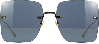 Gucci GG1147S001 Butterfly Square with Chain Detail Sunglasses - Gold
