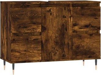 vidaXL Mueble de baño madera de ingeniería roble ahumado 80x33x60 cm Vidaxl