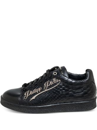 Philipp Plein 2024 leather python-embossed sneakers - Black