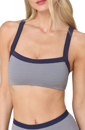 Andie Swim Davenport Gingham Scoop Neck Bikini Top in Juniper at Nordstrom, Size X-Large