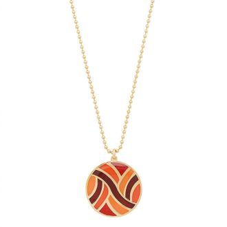 Jessica Elliot Womens Large Round Enameled swirl Pendant Necklace In Vermeil/red