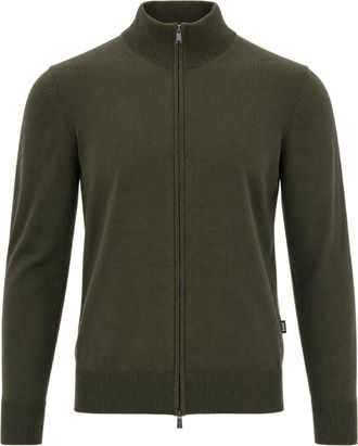 BOSS Open Green Merino Wool Zip Sweater