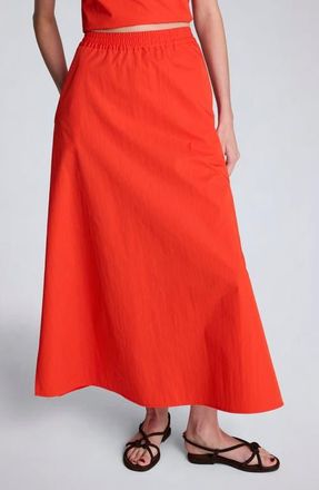 Kenneth Cole Pull On Flare Cotton Blend Maxi Skirt in Lava Red at Nordstrom, Size Medium