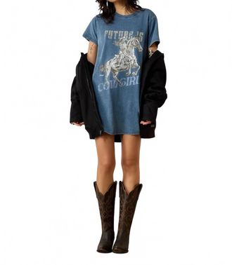 Ariat Future Is Cowgirl T-Shirt Dress In Light Washed Indigo