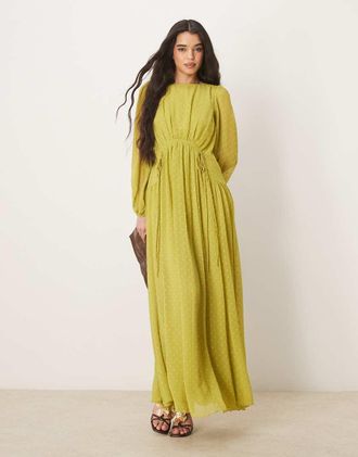 Asos textured channel detail maxi dress in pale green-Blue