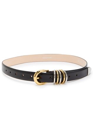D&eacute;hanche Hollyhock Mix Leather Belt - Black - 90 (UK 14 / XL)