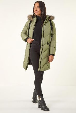 Roman Contrast Zip Puffer Coat