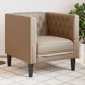 vidaXL Vidaxl - Sill&oacute;n Chesterfield De Cuero Artificial Marr&oacute;n Capuchino