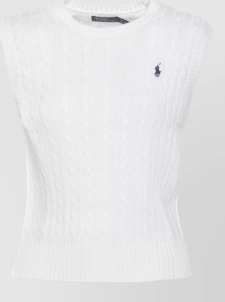 Ralph Lauren crew neck sleeveless cotton braided knit sweater
