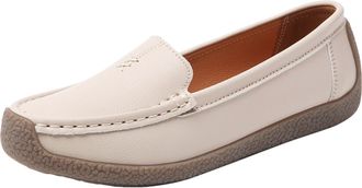Generic Beige Feminine Flat Shoes Soft Sole Soft Comfortable Toe Loafers for Everyday Use and Outdoor Activities
