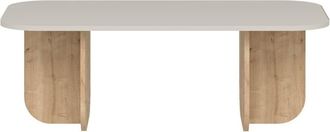 Calicosy Mesa baja con tapa de forma org&aacute;nica L120 cm - Efecto Blanco y madera