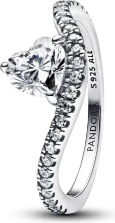 Pandora Ladies Wavy Pave Heart Ring, Size 54