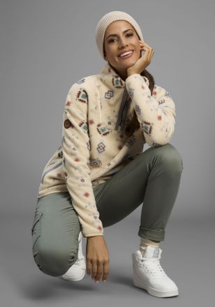 Kangaroos Fleecepullover KANGAROOS, Damen, Gr. 32/34, weiss (sanftes wei&szlig;), Fleece, Obermaterial: 100% Polyester, gemustert, oversize h&uuml;ftbedeckend, Sweatshirts