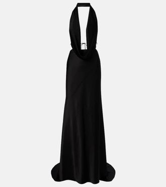 Alex Perry Halterneck open-back satin crêpe gown