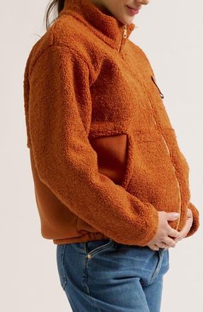 Cache Coeur Sasha Maternity & Babywearing Fleece Jacket in Copper at Nordstrom, Size X-Large
