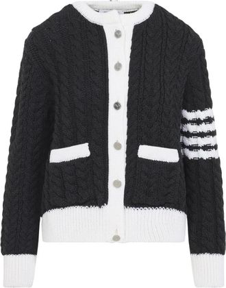 Thom Browne 4-Bar Aran Kabel Vest - Dames - Vesten - Veelkleurig - S - Wol - Truien & Vesten