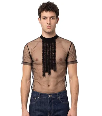 Dsquared2 Black Regular Mesh T-Shirt