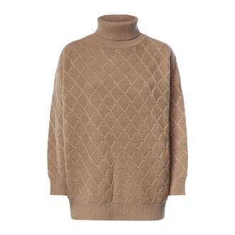 Max Mara Geribbelde coltrui met hoge hals - Dames - Truien - Bruin - Maat: M