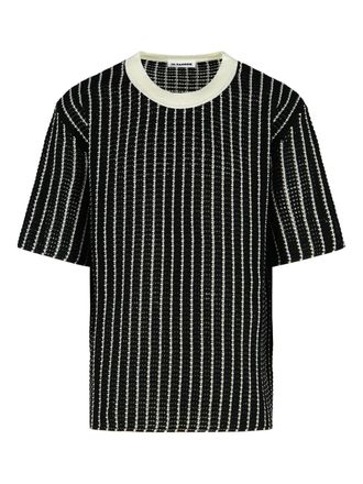 Jil Sander crochet striped T-shirt - Black