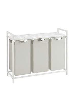 MID.YOU Mid.you W&auml;schekorb, Wei&szlig;, Hellgrau, Metall, Textil, Holzwerkstoff, 114 l, rechteckig, 92.5x72x33 cm, zusammenfaltbar, Nur In Filialen Erh&auml;ltlich