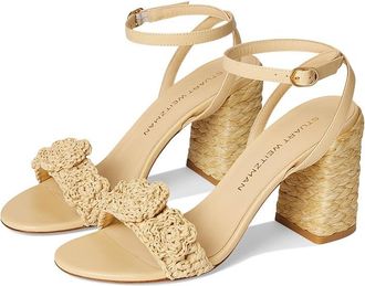 Stuart Weitzman Magnolia Block 85 Womens Wedge Shoes Natural Tonal : 10.5 M, Leather