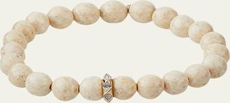 Sydney Evan 8mm Cream Jasper Spike Spacer Stretch Bracelet