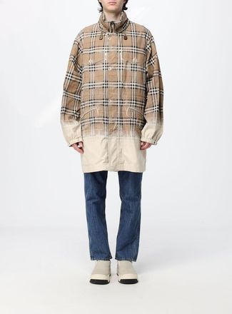 Burberry Parka al ginocchio in gabardine di cotone con dettagli check